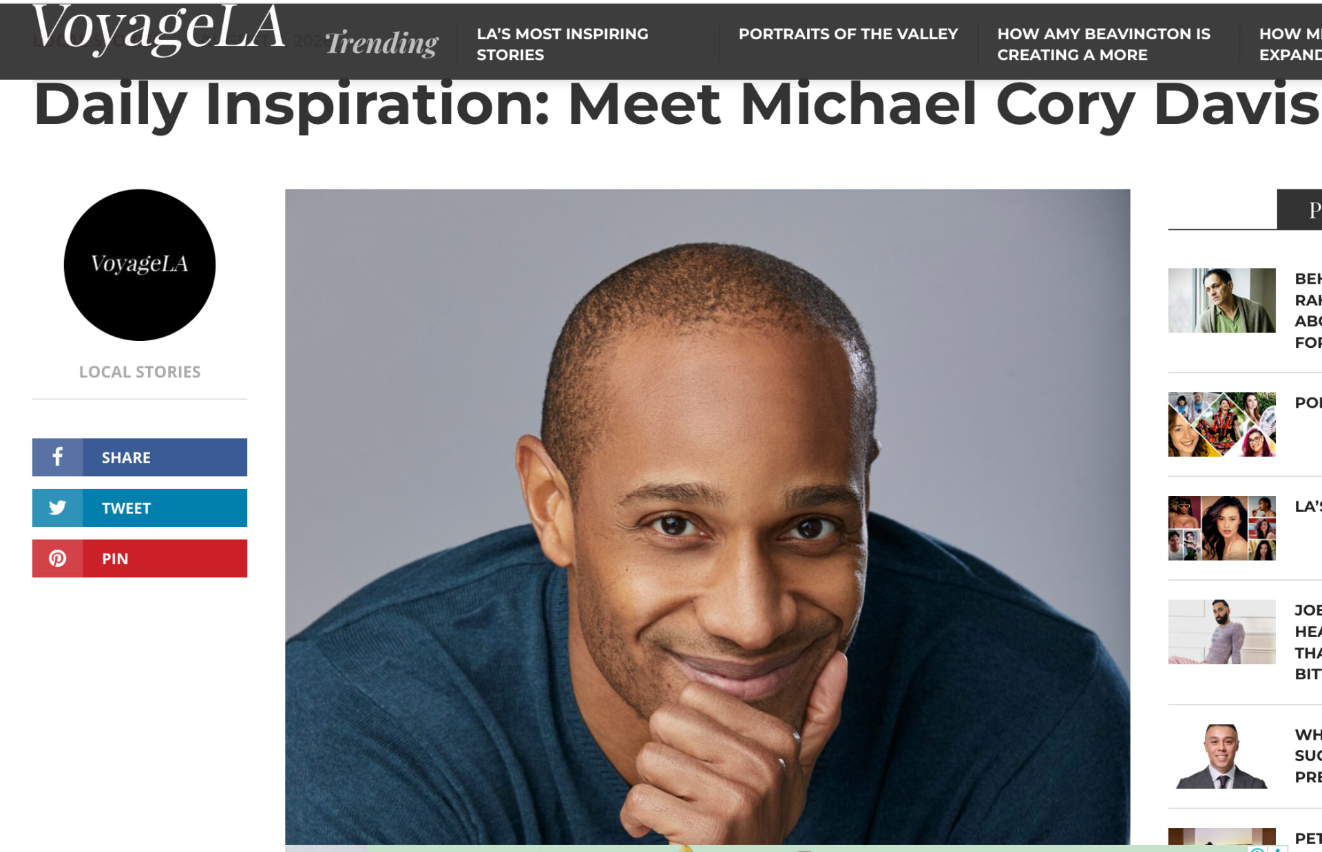 VoyageLA feature article: Daily Inspiration — Meet Michael Cory Davis